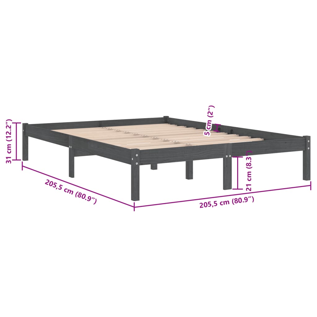 Giroletto Grigio in Legno Massello di Pino 200x200 cm | homemem39