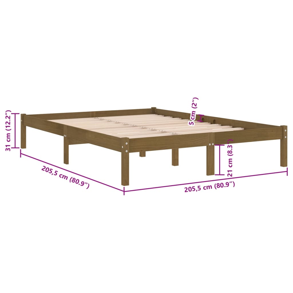 Giroletto Marrone Ambrato in Legno Massello di Pino 200x200 cm | homemem39