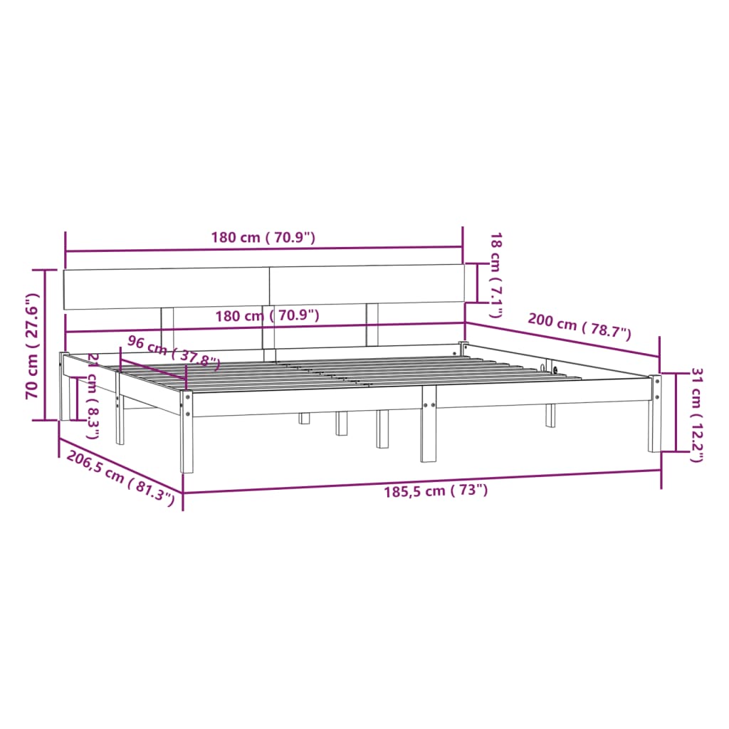 Giroletto in Legno Massello 180x200 cm Super King | homemem39