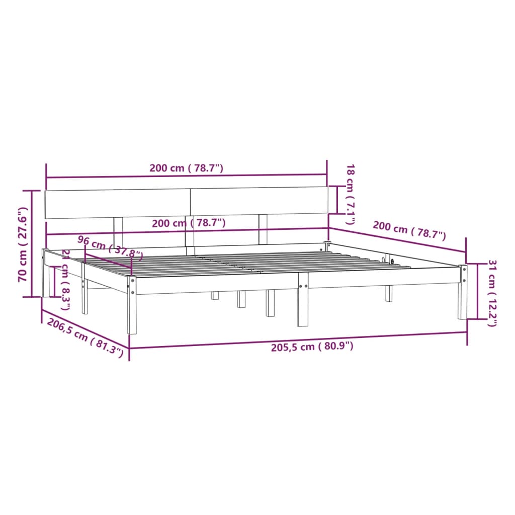 Giroletto Grigio in Legno Massello di Pino 200x200 cm | homemem39