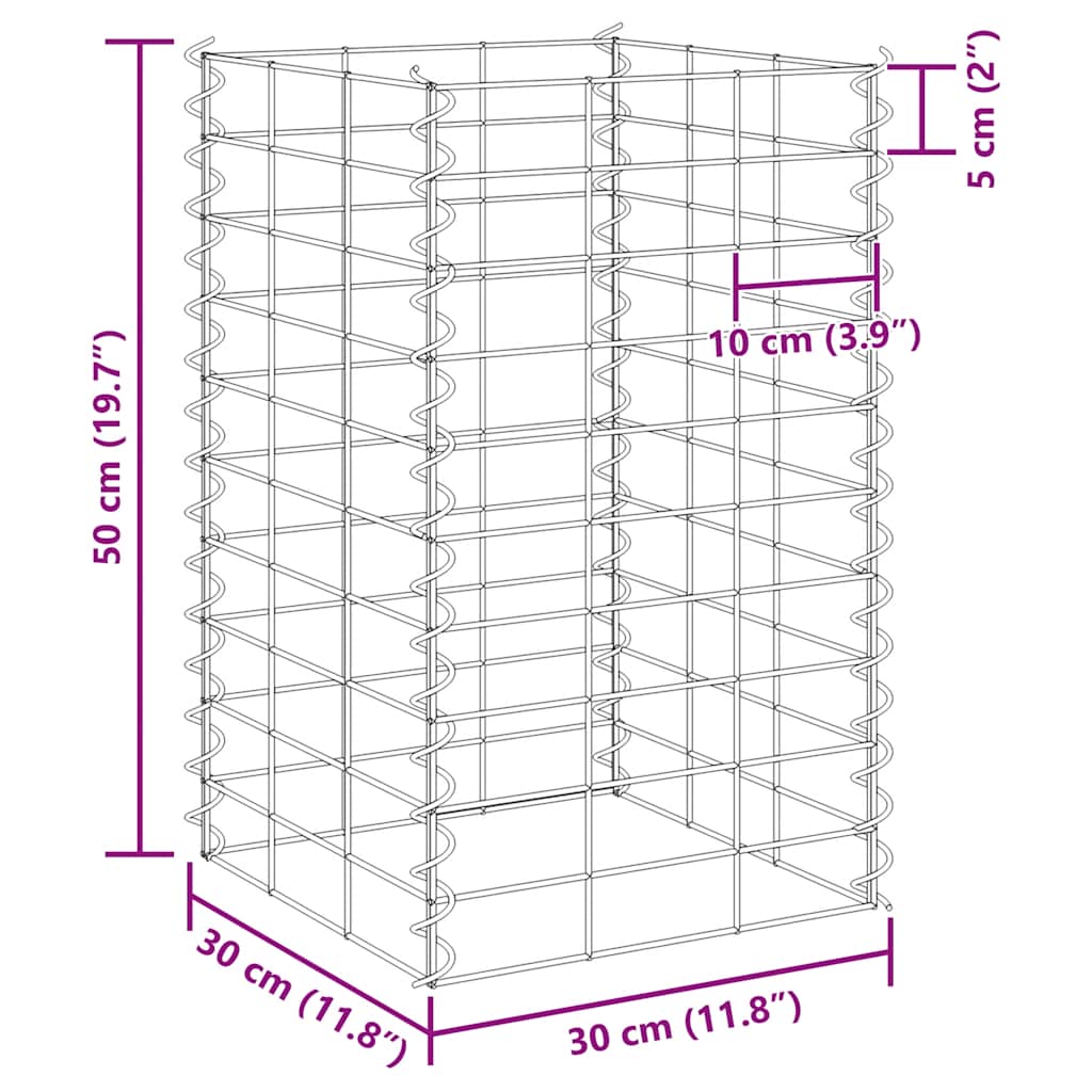Fioriere Rialzate a Gabbione 3 pz 30x30x50 cm in Ferro | homemem39