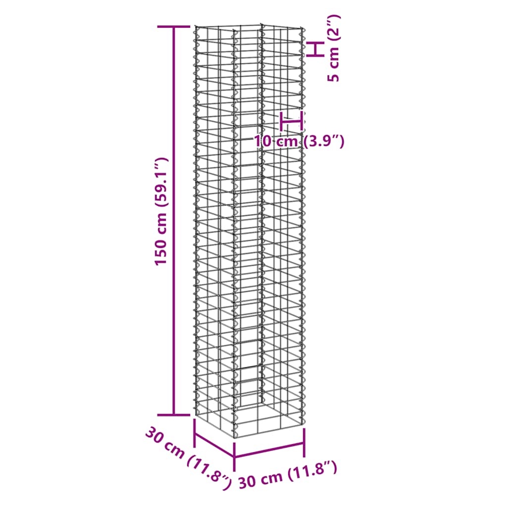 Fioriere Rialzate a Gabbione 3 pz 30x30x150 cm in Ferro | homemem39