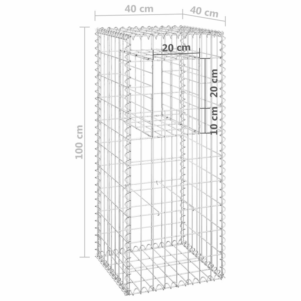 Cesto a Gabbione a Torre 40x40x100 cm in Ferro | homemem39