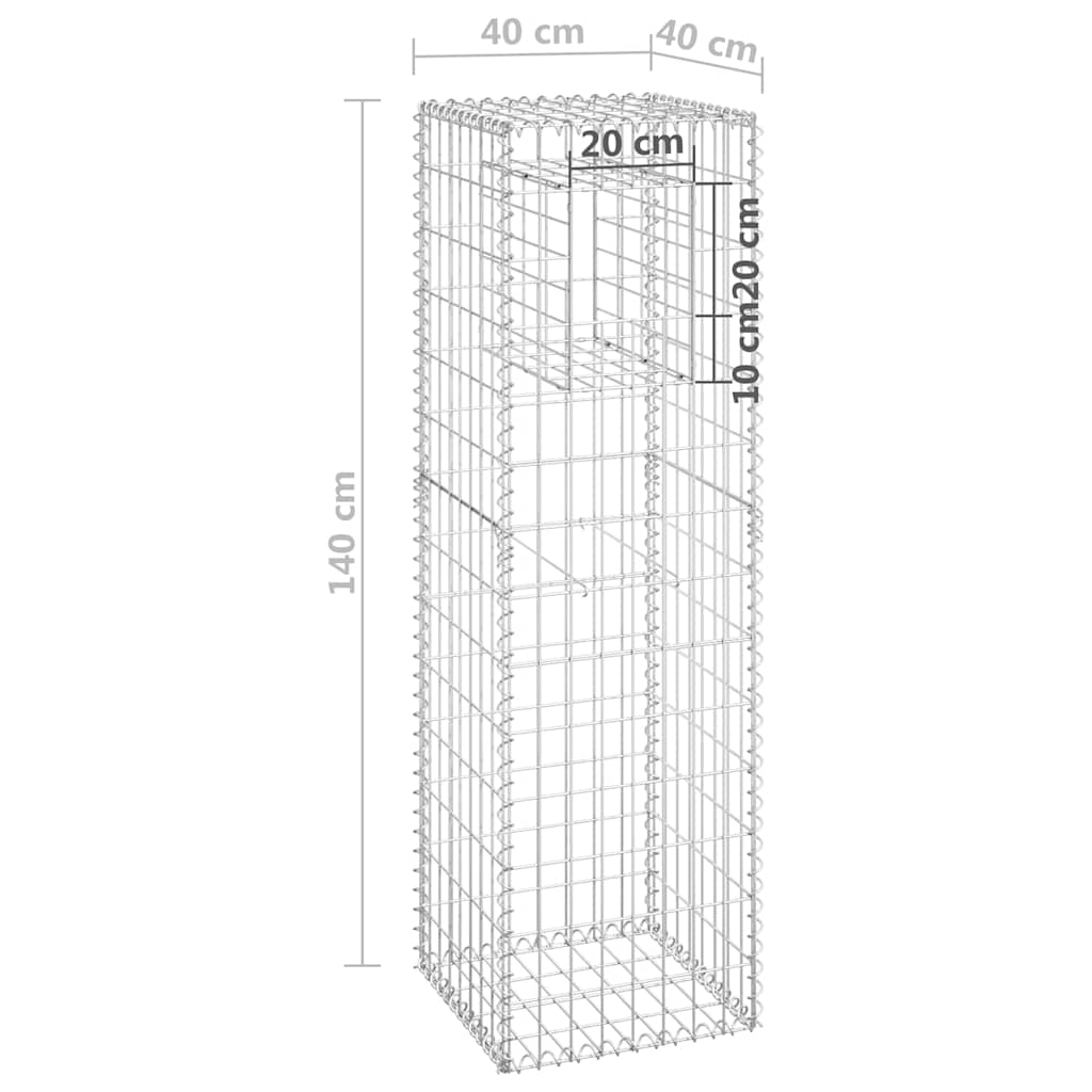 Cesto a Gabbione a Torre 40x40x140 cm in Ferro | homemem39