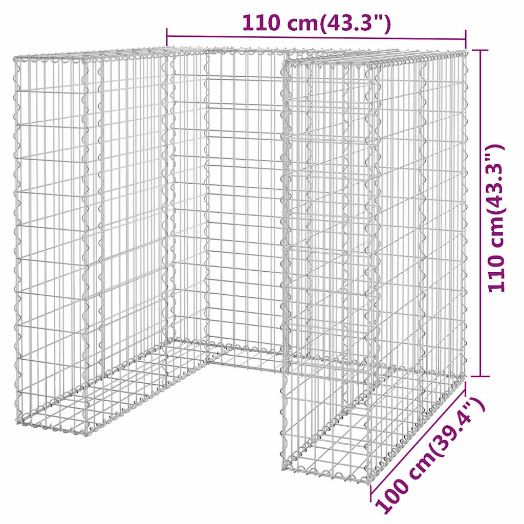 Gabbione per Bidoni in Acciaio Zincato 110x100x110 cm | homemem39