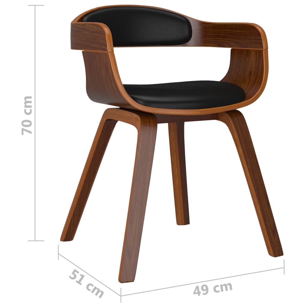 Sedia da Pranzo Nera in Legno Curvato e Similpelle | homemem39