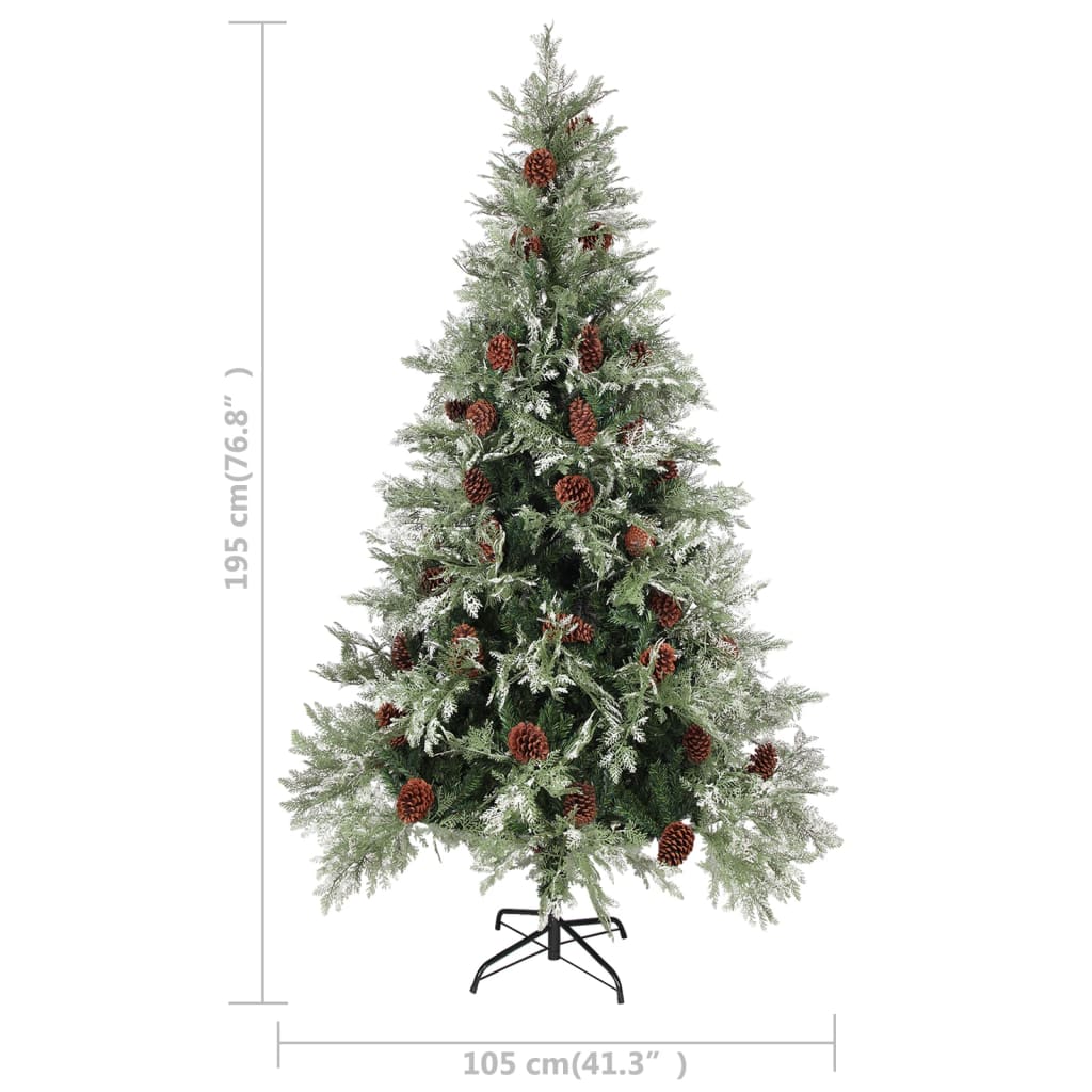 Albero di Natale con Luci e Pigne Verde e Bianco 195cm PVC e PE | homemem39