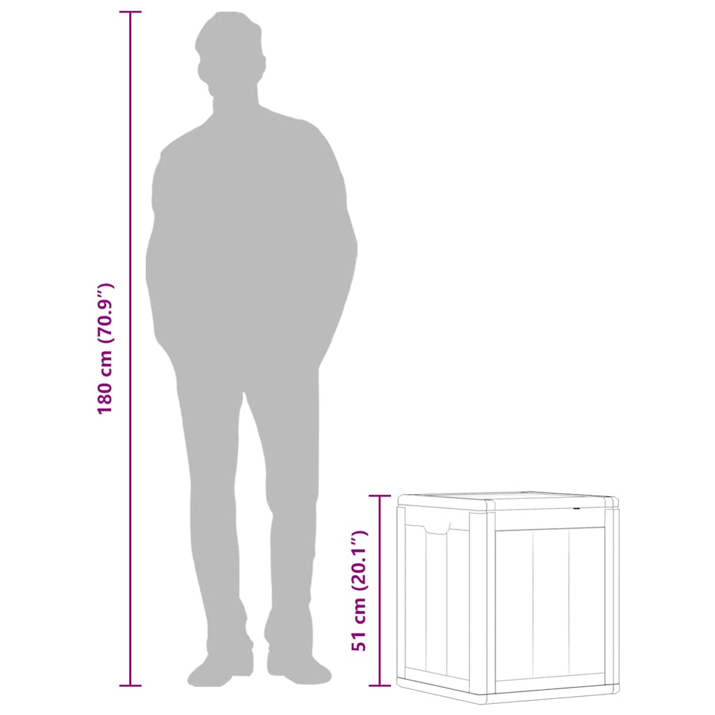 Baule da Giardino 90 L Grigio Aspetto legno in PP