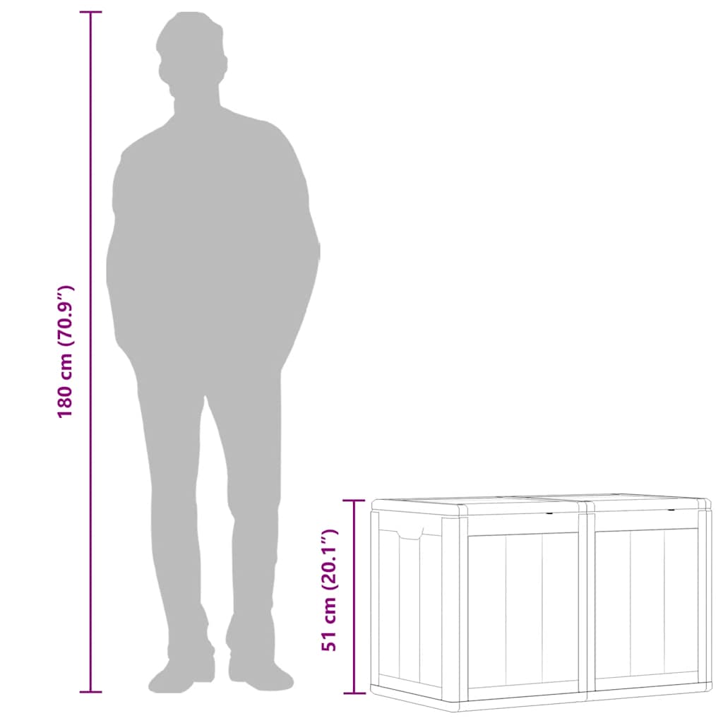 Baule da Giardino 180 L Grigio Aspetto legno in PP