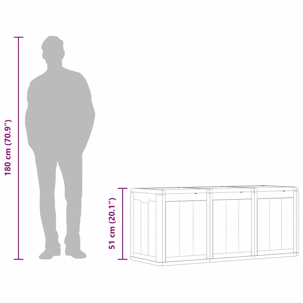 Baule da Giardino 270 L Grigio Aspetto legno in PP - homemem39