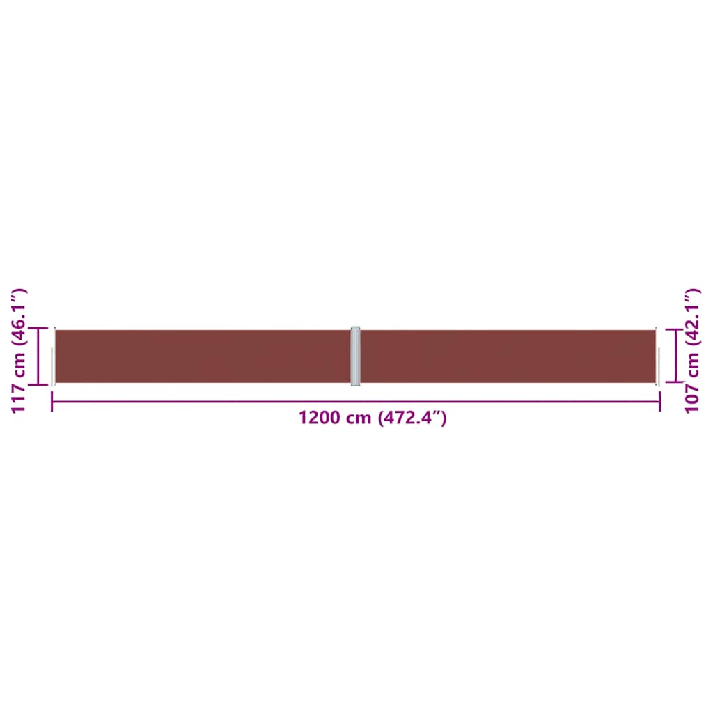 Tenda Laterale Retrattile Marrone 117x1200 cm | homemem39