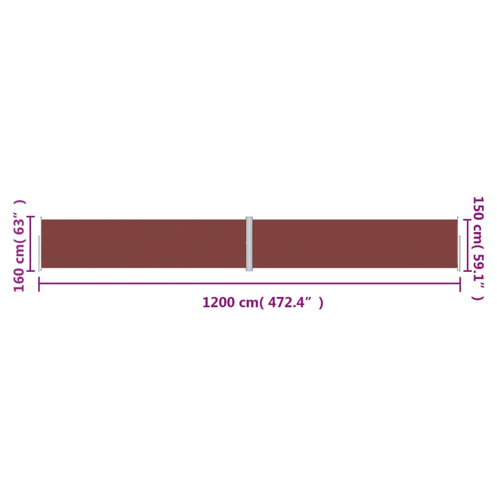 Tenda da Sole Laterale Retrattile Marrone 160x1200 cm | homemem39