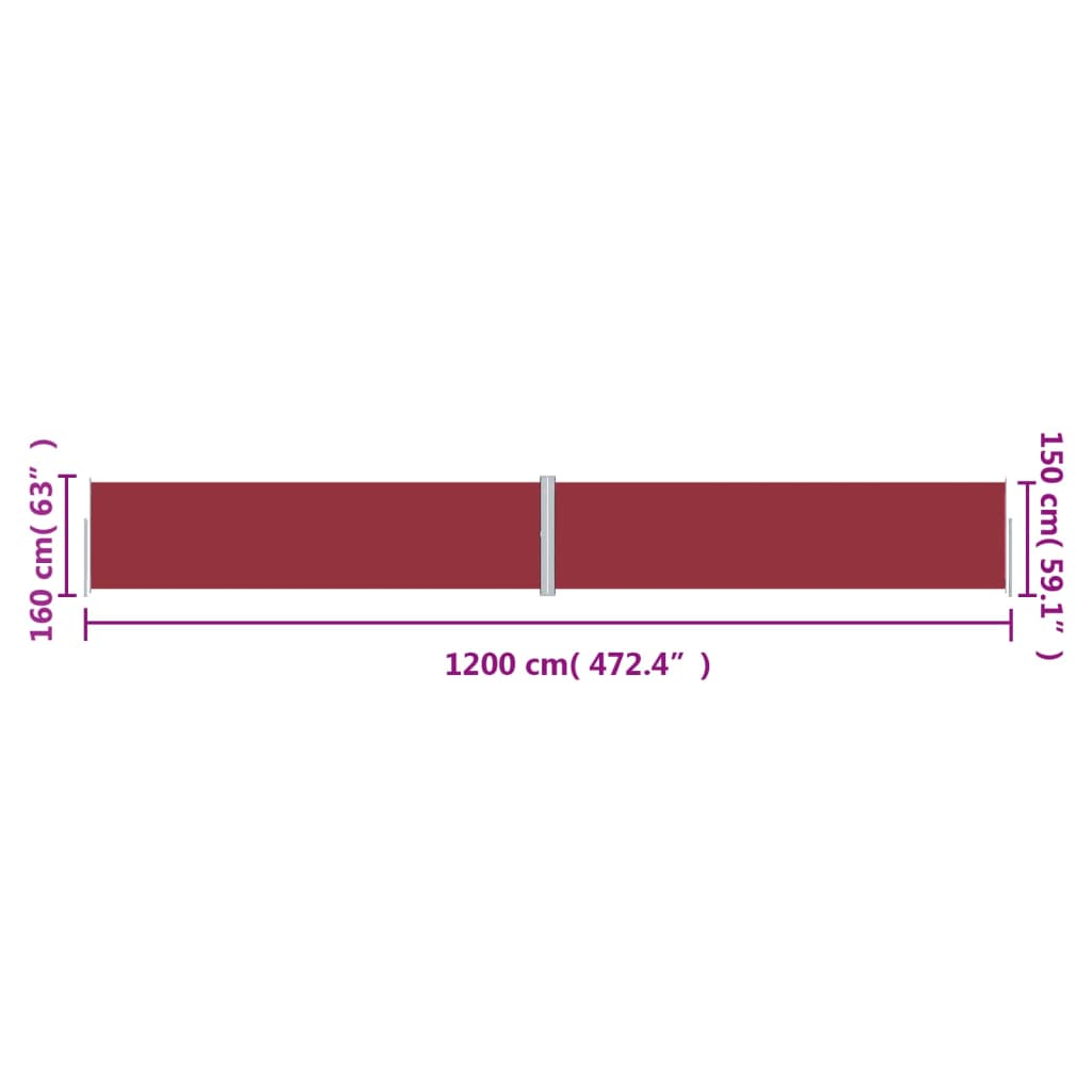 Tenda da Sole Laterale Retrattile Rossa 160x1200 cm | homemem39