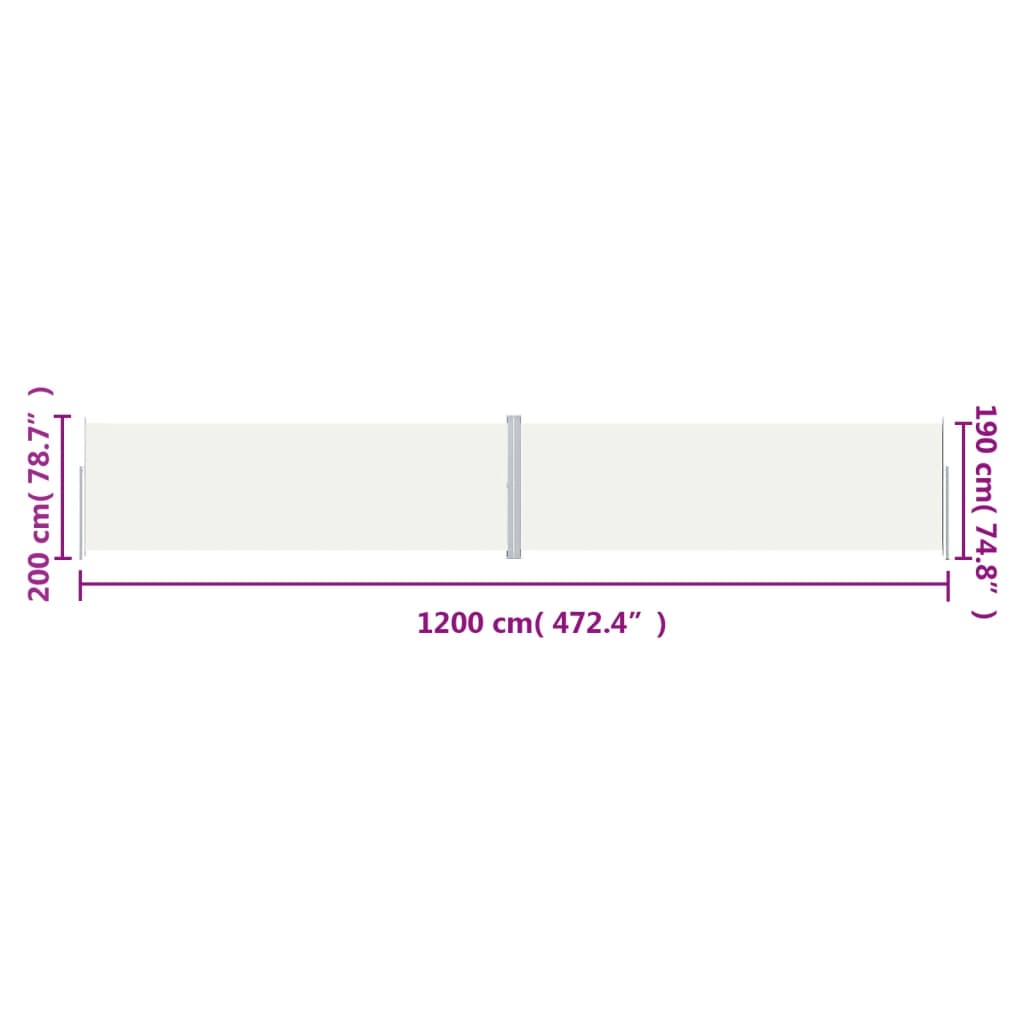 Tenda da Sole Laterale Retrattile Crema 200x1200 cm | homemem39