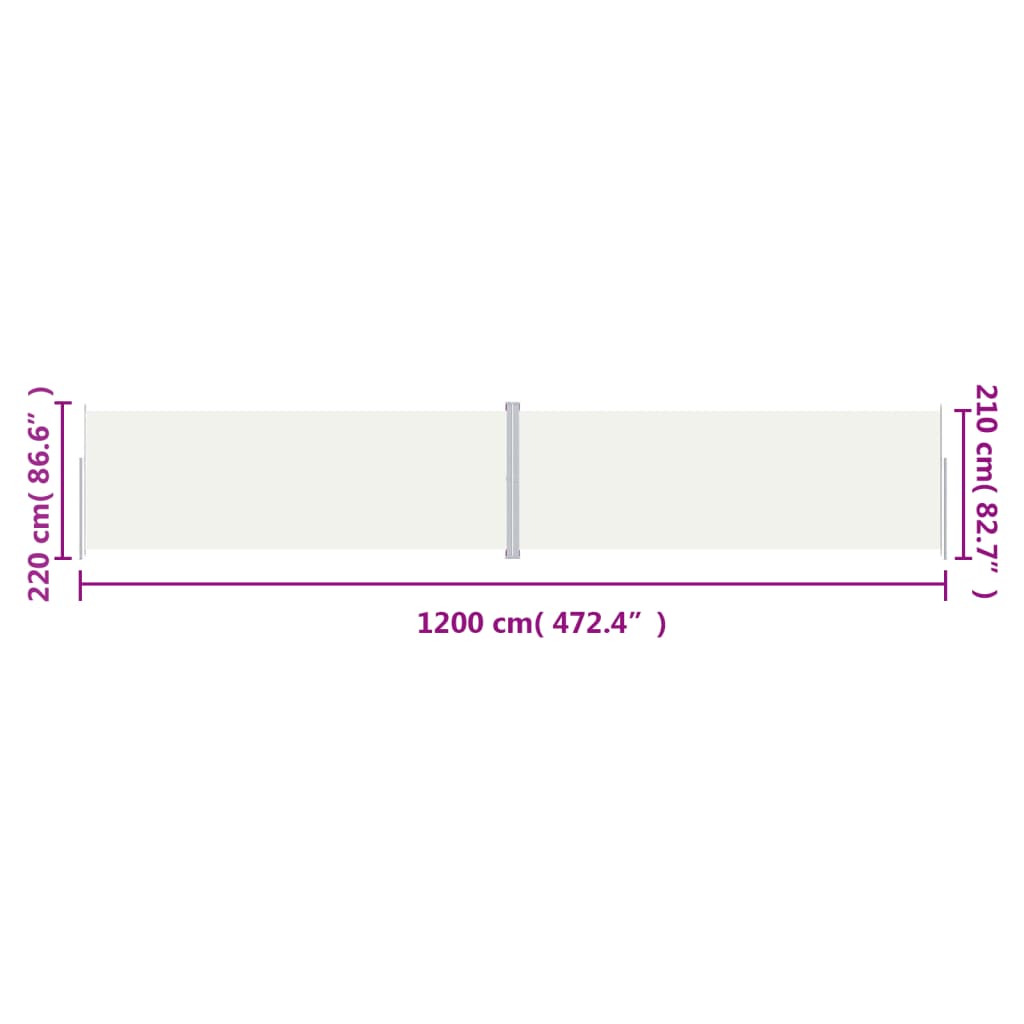 Tenda da Sole Laterale Retrattile Crema 220x1200 cm | homemem39