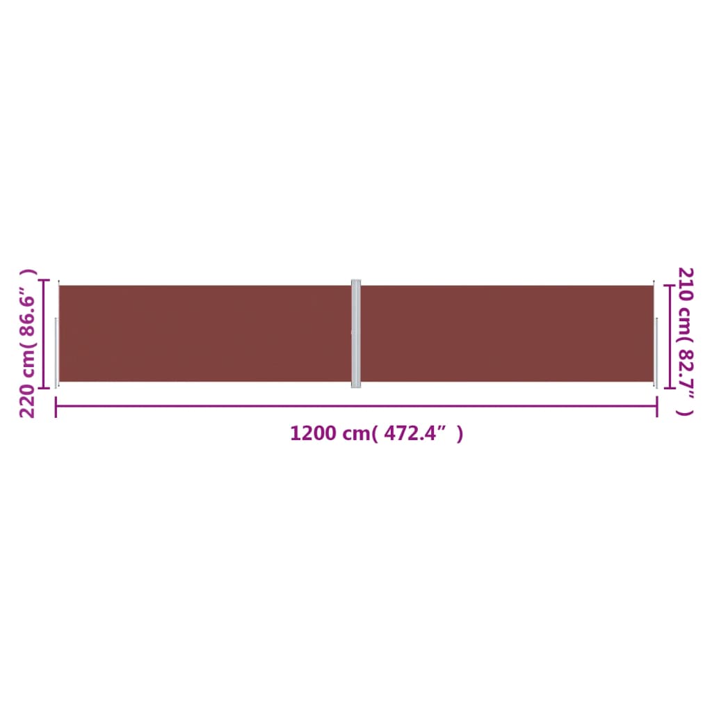 Tenda da Sole Laterale Retrattile Marrone 220x1200 cm | homemem39