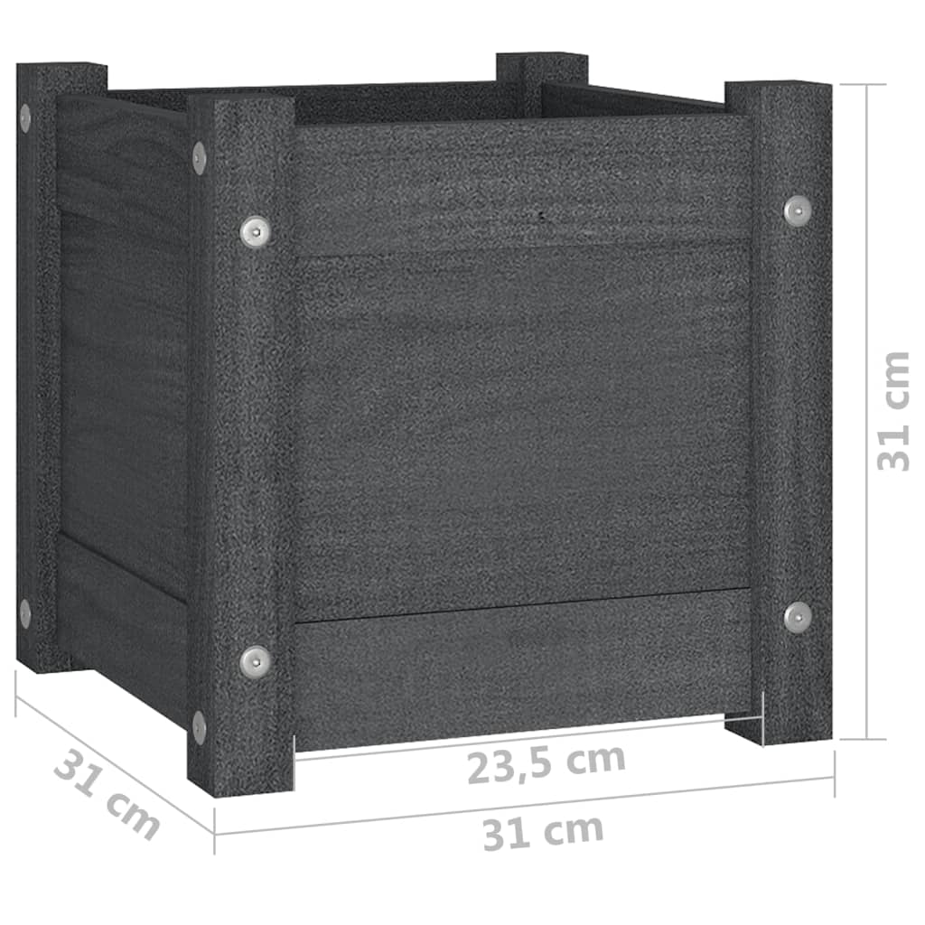 Fioriere da Giardino 2 pz Grigie 31x31x31 cm in Legno di Pino - homemem39