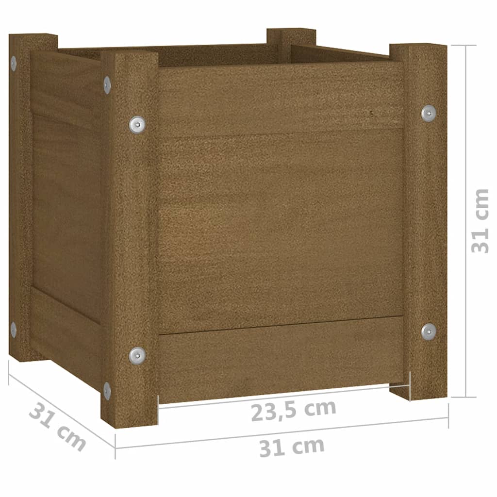 Fioriera Giardino Marrone Ambra 31x31x31 cm Legno Massello Pino | homemem39