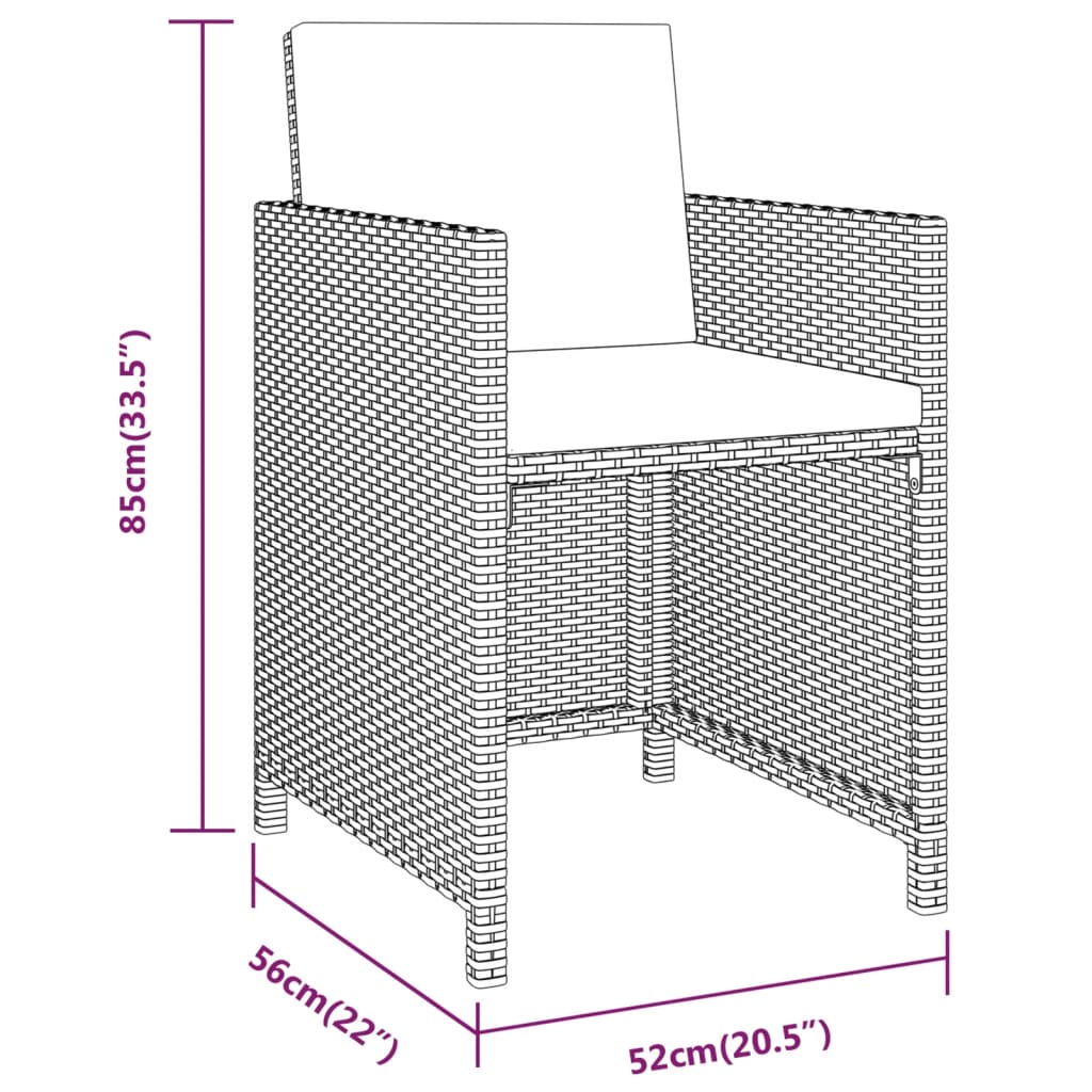 Set da Pranzo per Giardino 3 pz con Cuscini Beige | homemem39
