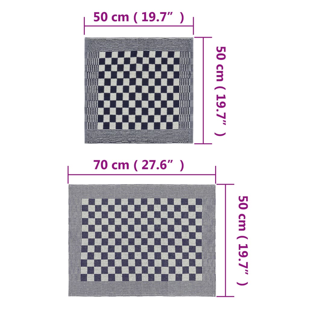Set Strofinacci 10 pz in Cotone Blu e Bianco - homemem39