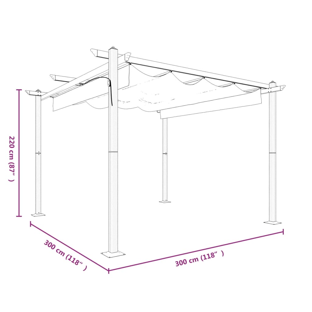 Pergola da Giardino con Tetto Retrattile 3x3 m Antracite | homemem39
