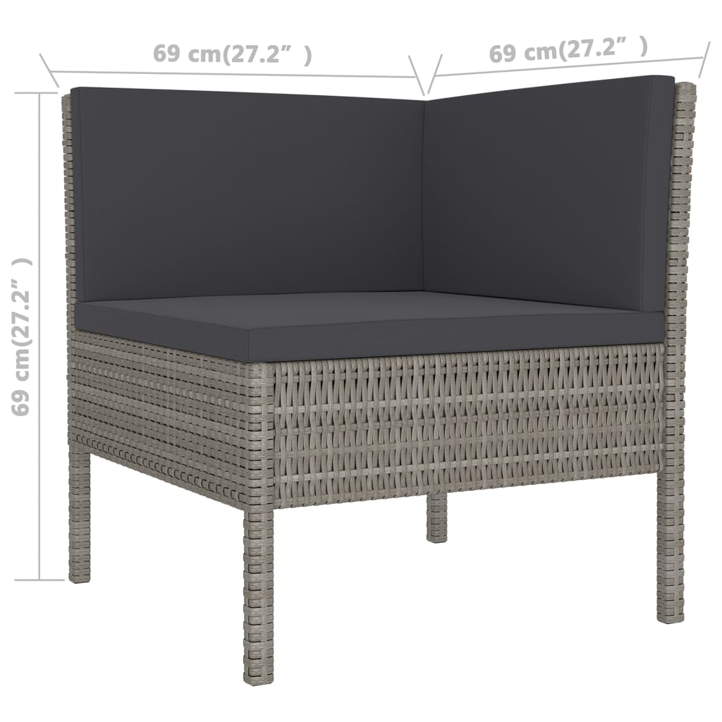 Set Divani da Giardino 6 pz con Cuscini in Polyrattan Grigio | homemem39