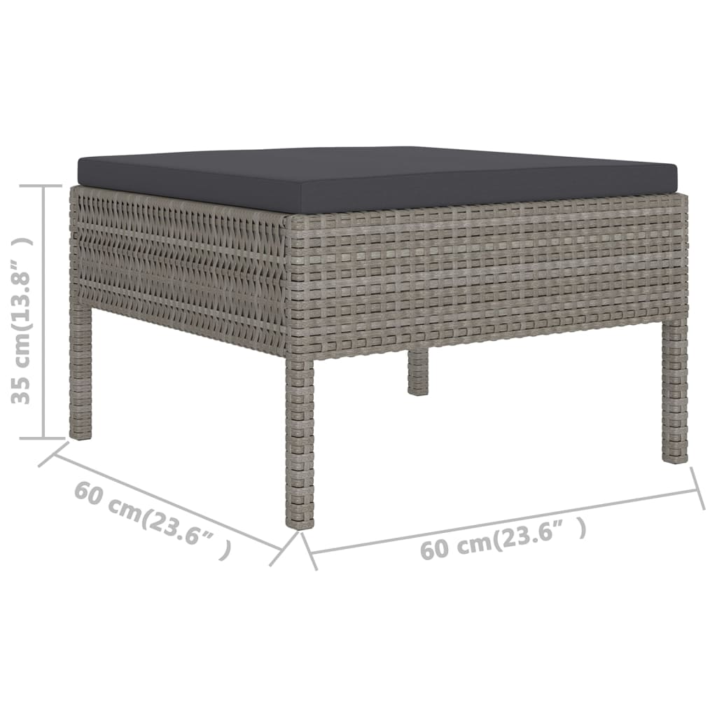 Set Divani da Giardino 9 pz con Cuscini in Polyrattan Grigio | homemem39