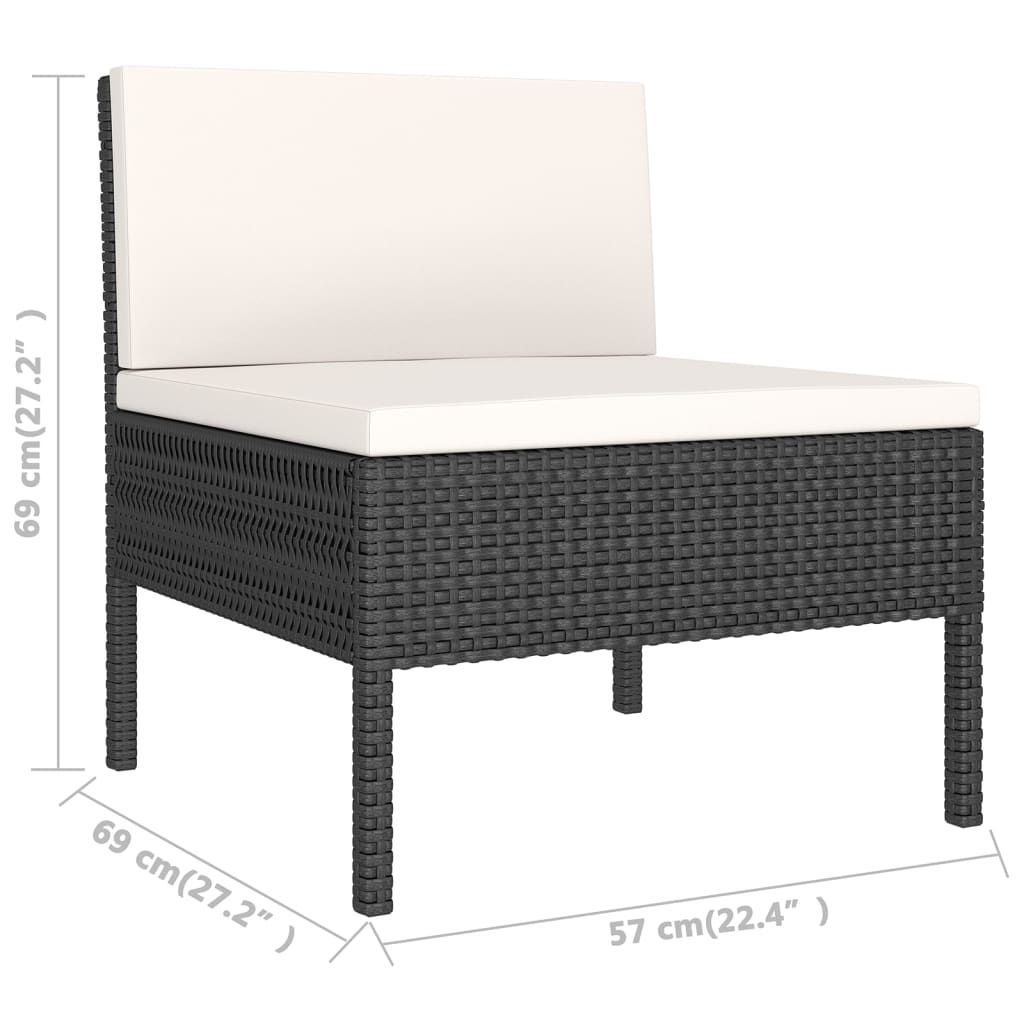 Set Divani da Giardino 9 pz con Cuscini in Polyrattan Nero | homemem39