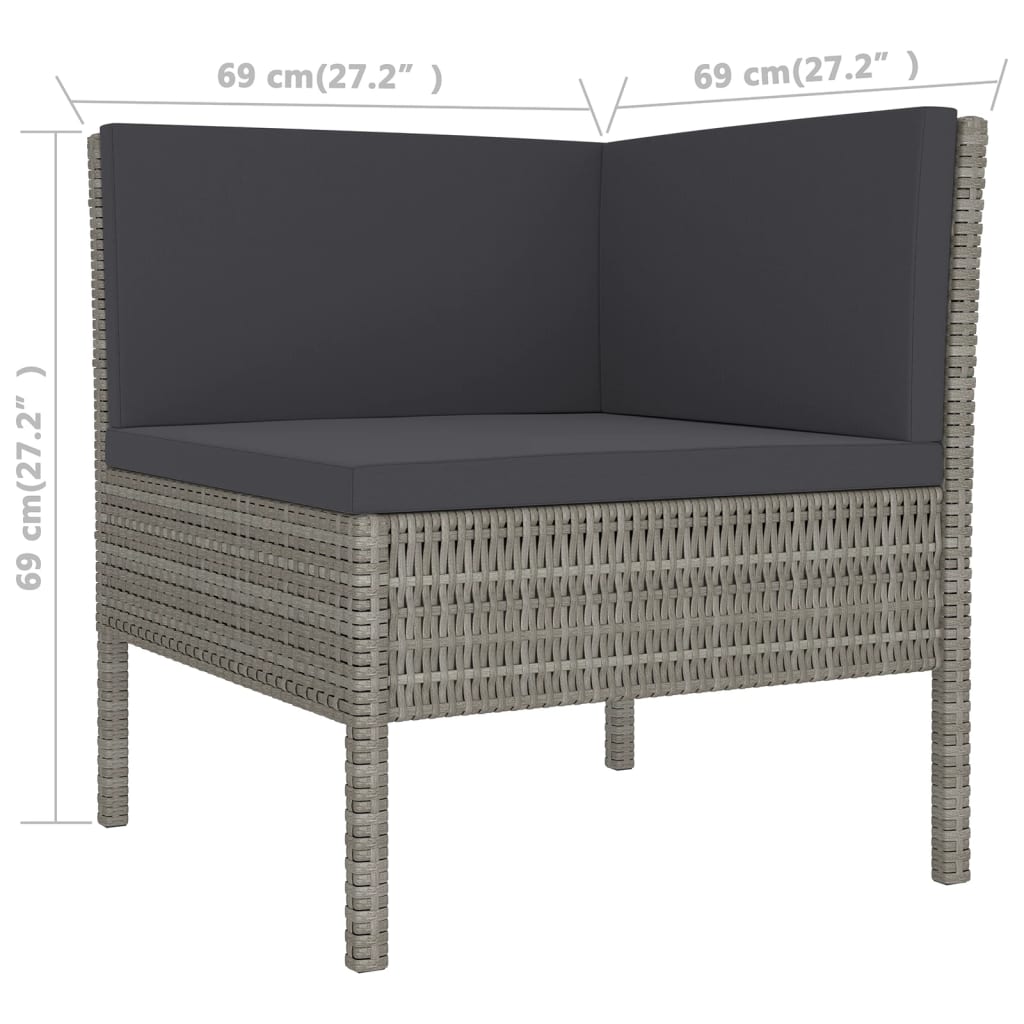 Set Divani da Giardino 12 pz con Cuscini in Polyrattan Grigio | homemem39