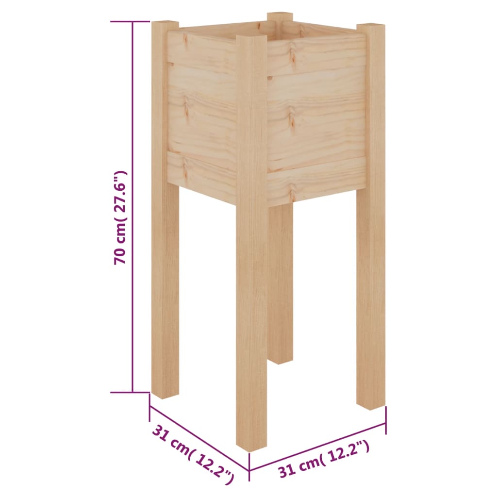 Fioriera da Giardino 31x31x70 cm in Legno Massello di Pino | homemem39