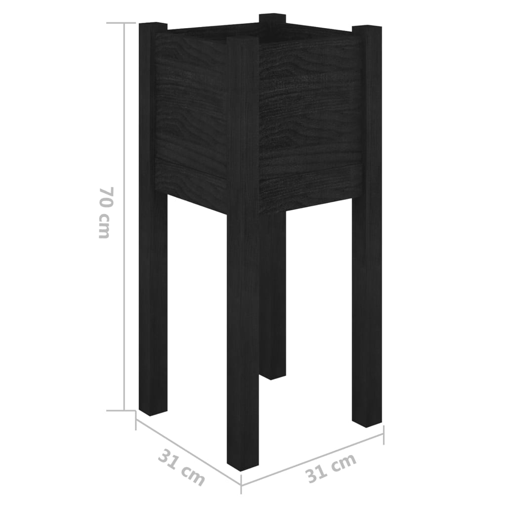 Fioriera da Giardino Nera 31x31x70 cm in Legno Massello di Pino | homemem39
