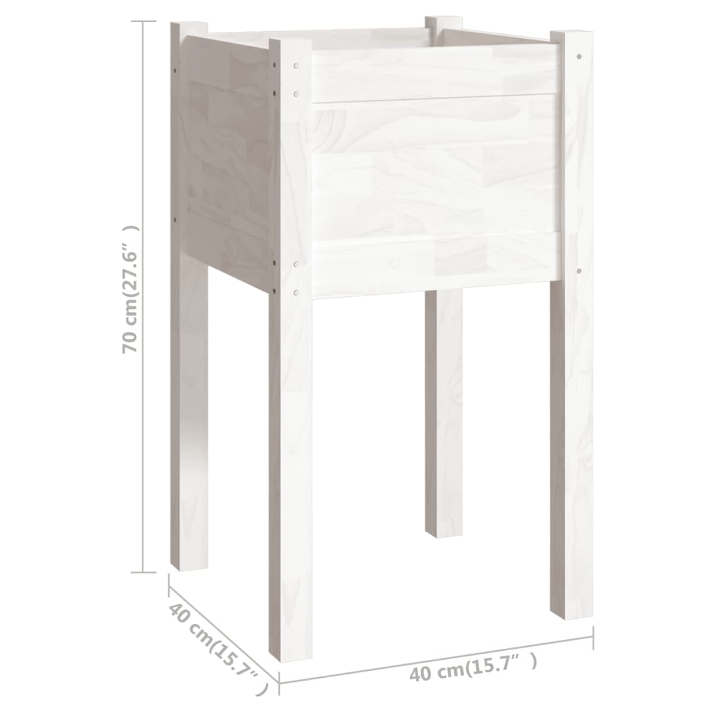 Fioriera da Giardino Bianca 40x40x70 cm Legno Massello di Pino | homemem39