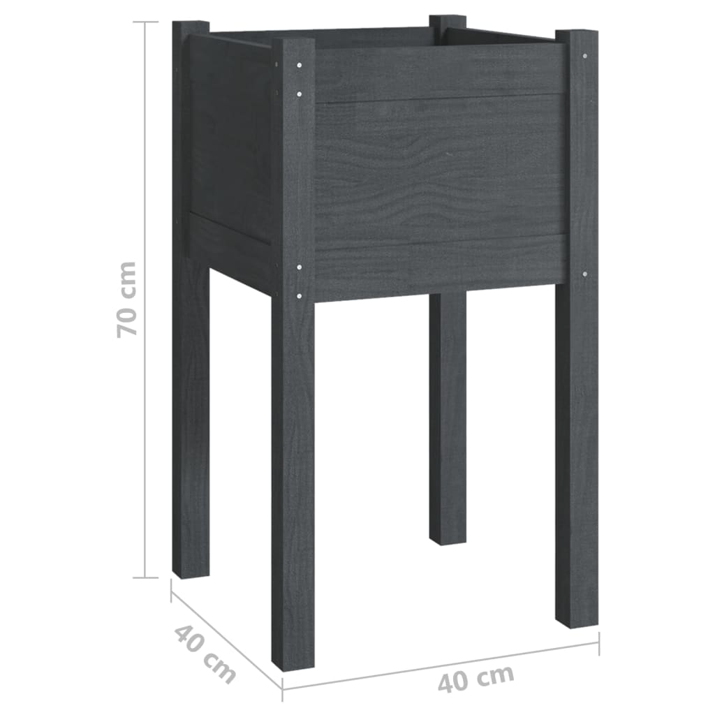 Fioriere da Giardino 2 pz Grigie 40x40x70 cm in Legno di Pino | homemem39