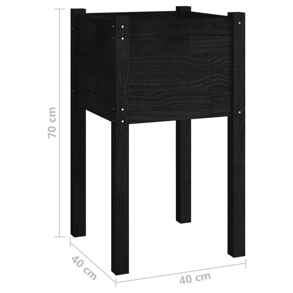Fioriera da Giardino Nera 40x40x70 cm in Legno Massello di Pino | homemem39
