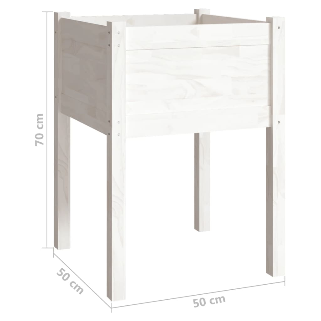 Fioriera da Giardino Bianca 50x50x70 cm Legno Massello di Pino | homemem39