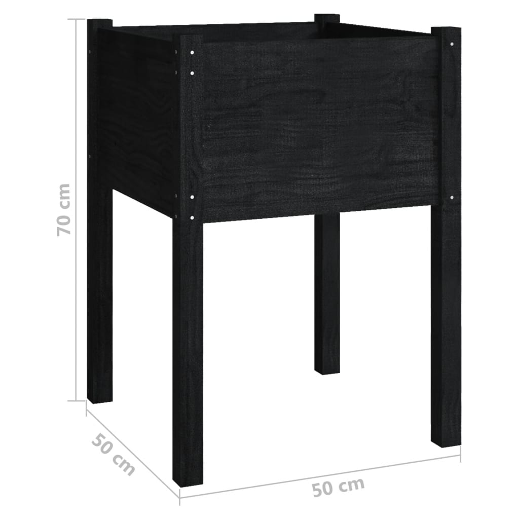 Fioriere da Giardino 2 pz Nere 50x50x70 cm in Massello di Pino | homemem39