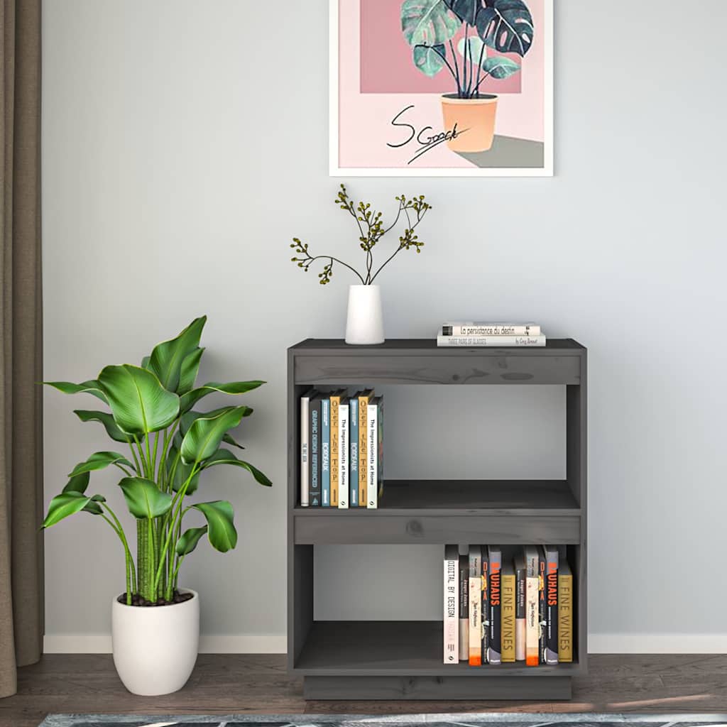 Libreria Grigia in Legno Massello di Pino