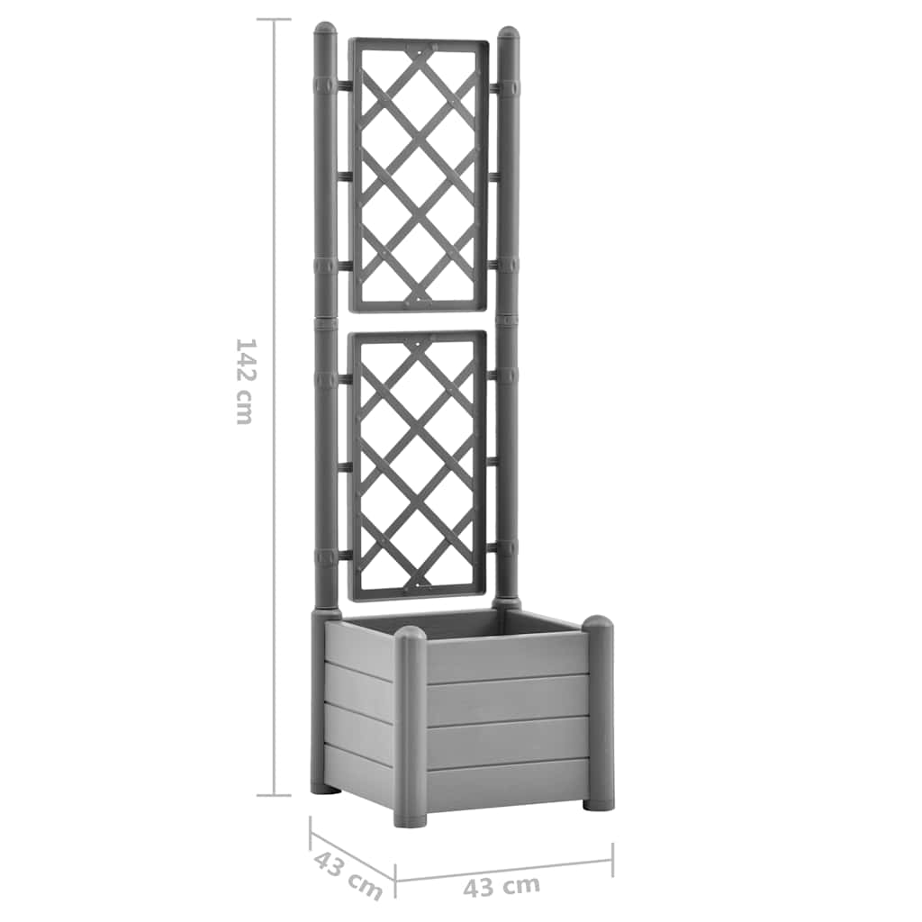 Fioriera da Giardino con Graticcio 43x43x142cm PP Grigio Pietra | homemem39