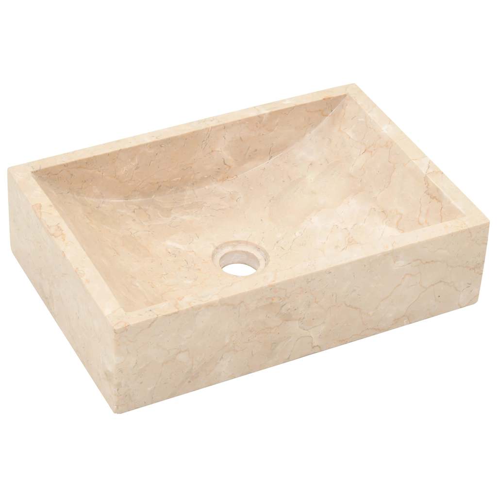 Mobile Vanità Bagno e Lavandini Marmo Crema Legno Massello Teak | homemem39
