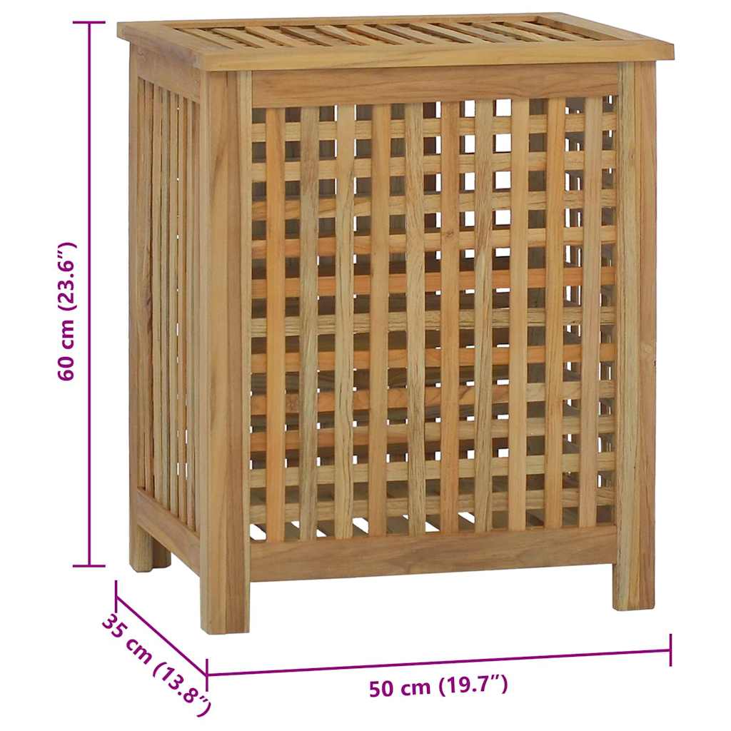 Cesto del Bucato 50x35x60 cm in Legno Massello di Teak