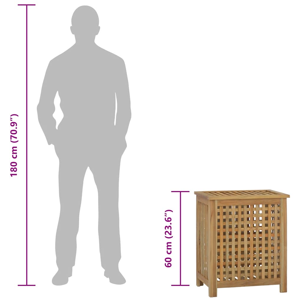 Cesto del Bucato 50x35x60 cm in Legno Massello di Teak | homemem39