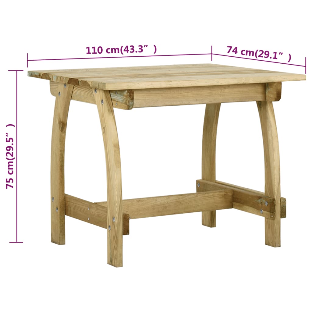 Tavolo da Giardino 110x74x75 cm in Legno di Pino Impregnato | homemem39