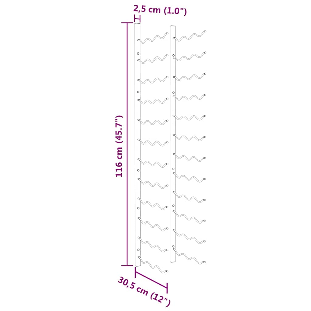 Portavini da Parete per 36 Bottiglie 2 pz Oro in Ferro