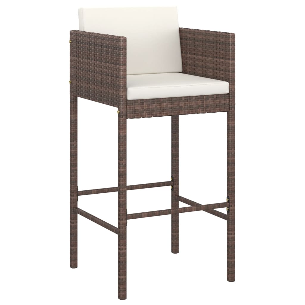 Set da Bar da Giardino 5 pz con Cuscini in Polyrattan Marrone | homemem39