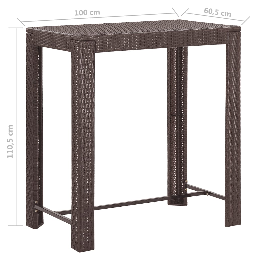 Set da Bar da Giardino 5 pz con Cuscini in Polyrattan Marrone | homemem39