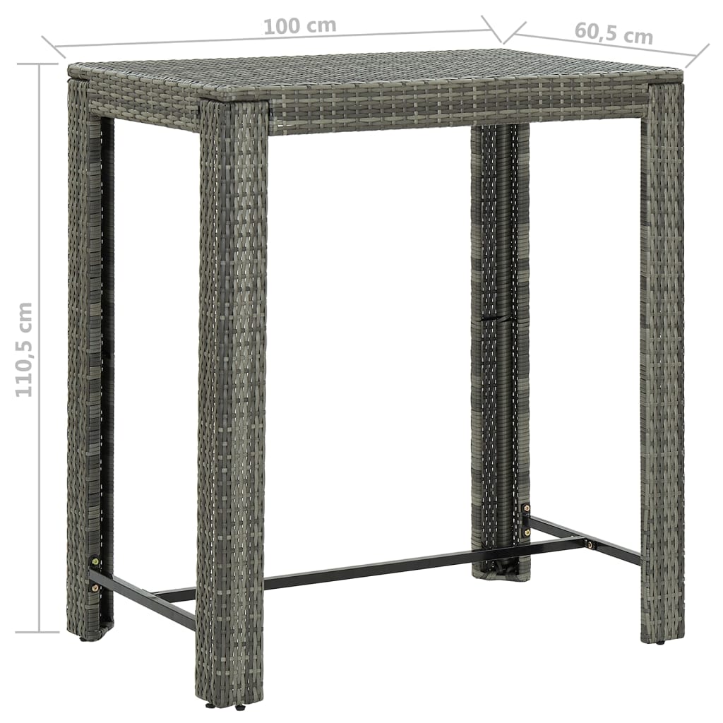 Set da Bar da Giardino 5 pz con Cuscini in Polyrattan Grigio | homemem39