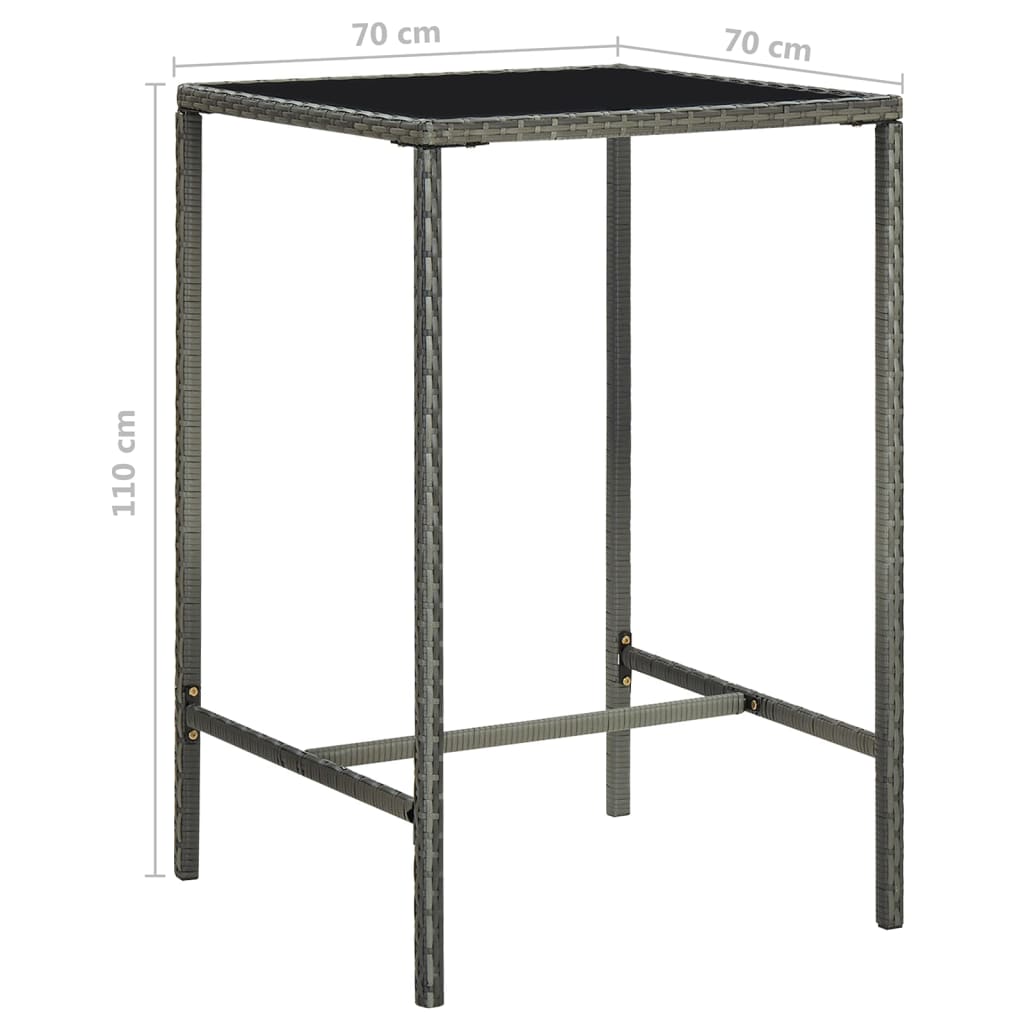 Set da Bar da Giardino 5 pz con Cuscini in Polyrattan Grigio | homemem39
