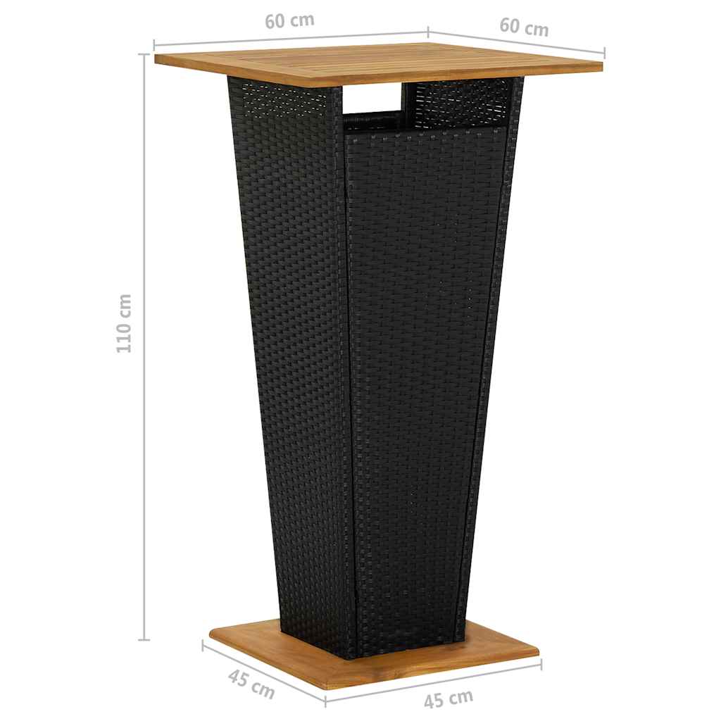 Set Bar da Giardino 5 pz con Cuscini in Polyrattan Nero | homemem39