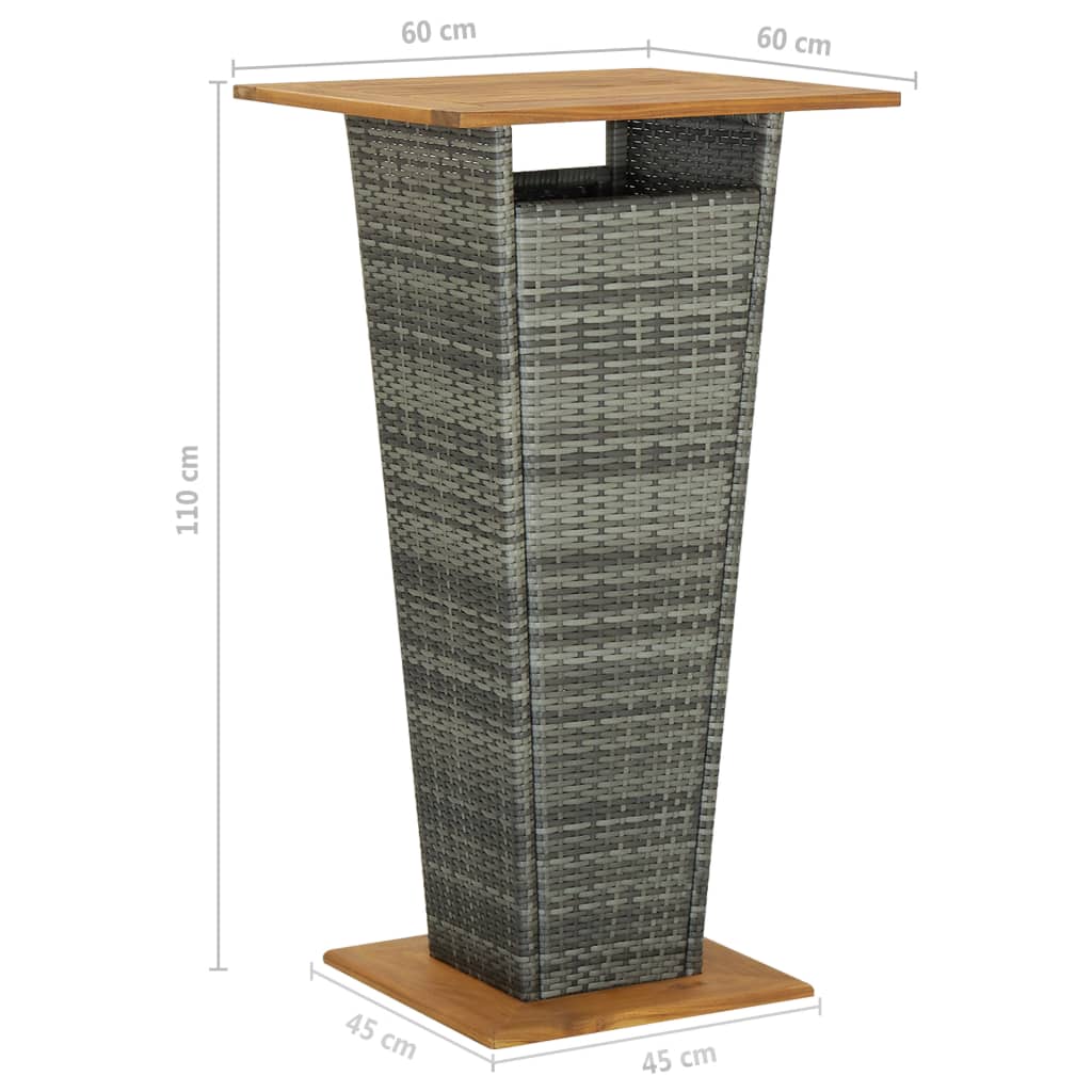 Set da Bar da Giardino 5 pz con Cuscini in Polyrattan Grigio | homemem39