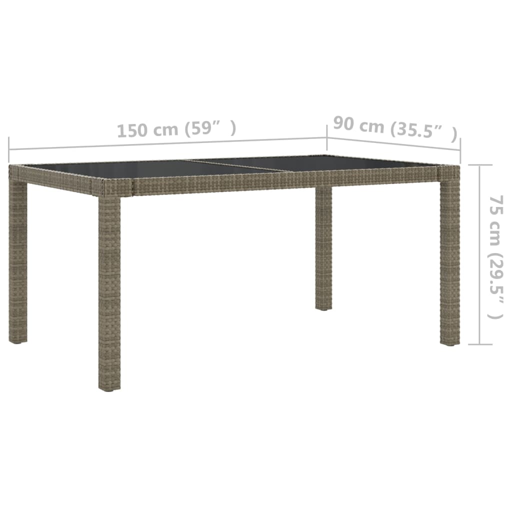 Set da Pranzo da Esterno 5 pz con Cuscini in Polyrattan Grigio | homemem39